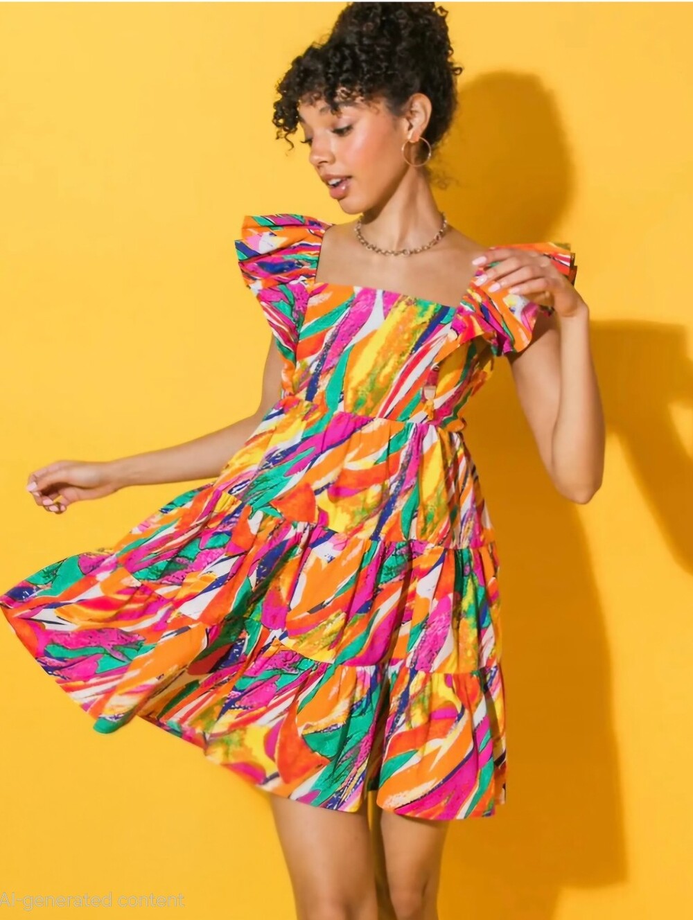 NWT Flying Tomato "View From The Meadow" Rainbow Colored Poplin Dress